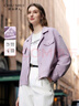 秋水伊人時(shí)尚休閑百搭短款外套2025年春秋新款簡(jiǎn)約通勤翻領(lǐng)上衣 紫色 XL 曬單實(shí)拍圖