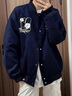 OEMG  美式高街痞帥棒球服外套男士秋季潮繡花設(shè)計(jì)夾克重磅學(xué)院風(fēng)開衫 藏青色 XL [建議110-130斤] 曬單實(shí)拍圖