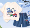 巴布豆男童套裝2025夏季新款兒童純棉兩件套中小童休閑風(fēng)百搭牛仔短褲 米白 巴布挖機(jī)+深藍(lán) 巴布挖機(jī)X 90 曬單實(shí)拍圖