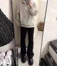 花花公子牛仔褲男款純黑色微喇美式高街vibe褲子高個子加長夏季修身直筒褲 黑色 L 建議120-135斤 曬單實拍圖