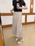 薩拉維夫 SLLAVIF時(shí)尚百搭女國(guó)風(fēng)新中式裙子通勤半身裙女夏季新款長(zhǎng)裙松緊腰魚尾裙 米色(I0) -香檳色-垂順清涼 S 曬單實(shí)拍圖