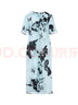 朗姿【意大利設(shè)計】法式印花修身氣質(zhì)裙子女春季新款連衣裙 水藍(lán)色 M 曬單實拍圖