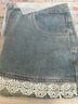 UR2025夏季新款女裝休閑拼接蕾絲刺繡牛仔短褲UYL850068 藍(lán)色 29 曬單實(shí)拍圖