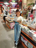 真維斯女童套裝春秋兒童長袖t恤純棉打底衫闊腿牛仔褲大童秋裝女孩童裝 白 多彩花朵+淺藍 140 曬單實拍圖