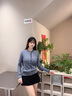 Teenie Weenie小熊毛針織衫2025秋季新款時(shí)髦撞色開(kāi)衫 灰色 S 曬單實(shí)拍圖