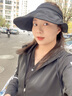目丸空頂遮陽帽女防曬防紫外線可折疊大帽檐戶外時尚透氣太陽蛋卷帽子 黑色-蛋卷帽 【可折疊】 曬單實拍圖