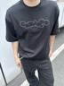 卡賓男裝 噴色織帶洗水拼接T恤2025夏季新款貼布袖字母 煤黑色01 L /175/50 曬單實(shí)拍圖