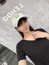 拉夏貝爾純棉t恤女短袖寬松百搭v領(lǐng)正肩上衣 黑色 M 曬單實(shí)拍圖