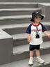 G.DUCKKIDS小黃鴨童裝親子裝一家三口短袖T恤全家服拍照沙灘親子外出服夏裝 藍杏拼 90 尺碼建議1~2歲 曬單實拍圖