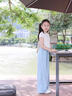 小豬彼特女童褲子夏季薄款2025年新款兒童夏裝速干闊腿褲女大童冰絲山本褲 15106藍(lán)色 140 cm 曬單實(shí)拍圖