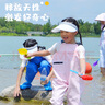 熊火兒童下水褲戶外玩水服捉魚趕海半身涉水褲背帶連體鞋防水沙灘 兒童粉色背帶褲【加厚帶口袋】 27 (鞋內(nèi)長17cm) 曬單實(shí)拍圖