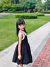 女童連衣裙夏2025新款女孩夏季洋氣公主花苞裙兒童夏裝黑色吊帶裙 黑色 140 曬單實(shí)拍圖