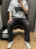 Cebrodz法國 牛仔褲男復(fù)古秋冬季2025新款寬松加絨闊腿男生直筒褲子男 煙灰色 L 曬單實(shí)拍圖