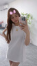 NOME短袖女2025新款中長款寬松遮屁股t恤百搭打底上衣 白色 L  曬單實拍圖