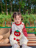 優(yōu)奇嬰兒衣服秋裝超萌背帶褲洋氣打底衫兩件套可愛外出服寶寶秋季套裝 番茄小寶【條紋T恤+背帶褲】 80cm 曬單實拍圖