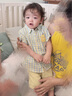 戴維貝拉（DAVE＆BELLA）兒童襯衫男童襯衣萌趣寶寶上衣夏裝小童格子衫男孩休閑衣服 黃色 80 cm（建議身高73-80cm） 曬單實(shí)拍圖