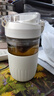 PLPC玻璃水杯女士高顏值辦公室泡茶杯茶水分離耐高溫飲用學生水杯子男 白色（帶茶隔+提手） 560ml 曬單實拍圖