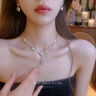 UOSU禮服項鏈時尚精致小眾高級感輕奢項鏈禮服配飾婚紗項鏈新娘項鏈 結(jié)婚項鏈+耳釘銀色兩件套 曬單實拍圖