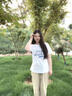 真維斯（JEANSWEST）白色短袖t恤女士夏季2025新款韓版爆款寬松休閑圓領(lǐng)純棉上衣半袖 白色 開放的花朵 L 曬單實(shí)拍圖