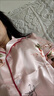 莫代爾冰絲睡衣女春夏季薄款冰雪絲短袖開衫女士家居服套裝可外穿 藕荷晚櫻 L 【100-120斤 160-165cm】 曬單實(shí)拍圖