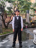 DOMIAMIAKIDS男童禮服花童西裝小男生兒童合唱服鋼琴演出服主持人畢業(yè)服裝 黑色馬甲四件套 130 （身高120-130/體重48-58斤） 曬單實(shí)拍圖
