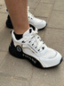 輕奢男鞋秋冬季皮面運動(dòng)鞋男百搭老爹鞋男休閑鞋子男士軟底增高鞋 白黑色 41 曬單實(shí)拍圖