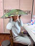 葉余傘帽頭戴式雨傘帽子釣魚頭戴太陽(yáng)傘戶外采茶環(huán)衛(wèi)防曬斗笠傘折疊傘 雙層直徑77-銀外寶藍(lán)(防曬 防雨 曬單實(shí)拍圖