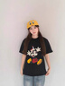 燦圖 黑色卡通米奇純棉短袖t恤女夏季重磅五分半袖美式潮流寬松上衣服 黑色 L 【建議100-120斤】 曬單實(shí)拍圖