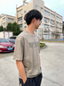 維啟安美式短袖t恤男士2025新款夏季冰絲男裝寬松男生上衣半袖男款體恤 DX-J808灰綠色 L 120-140斤 曬單實拍圖