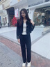 雪尼爾闊腿褲女2025春秋新款小個(gè)子高腰垂感加絨窄版直筒褲子女 黑色春秋【常規(guī)款】 M 【建議體重95-110斤】 曬單實(shí)拍圖