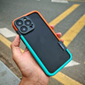 閃曼巴 純邊框編透氣散熱16pro適用于iPhone14Promax蘋果13硅膠12Pro全包11撞色XSMAX邊框15pro軟手機殼 糖果撞色邊框【橙藍色】 iPhone 15 Pro Max 曬單實拍圖