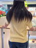 POLOWALK短袖針織衫女式2025秋季新品翻領(lǐng)小V領(lǐng)短袖針織衫t恤 黃色 2XL /175 曬單實(shí)拍圖