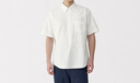 無印良品（MUJI）男式 棉水洗牛津紐扣領(lǐng) 套頭短袖襯衫男士襯衣25年夏季上衣 白色 M （170/92A） 曬單實(shí)拍圖