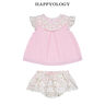 happyology英國兒童春夏裝新品荷葉邊童裝碎花小飛袖女童拼接套裝 復古玫瑰花 92 (92cm) 曬單實(shí)拍圖