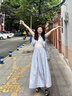 薩拉維夫 SLLAVIF氣質(zhì)套裝女休閑小飛袖襯衫套裝女2025夏新款短外套半裙感兩件套女 藍(lán)紫色 S 曬單實(shí)拍圖