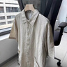 皮爾卡丹（pierre cardin）亞麻短袖襯衫男士夏季透氣薄款文藝中國(guó)風(fēng)復(fù)古寬松棉麻感開衫 卡其色 寬松亞麻 L 125-145斤 曬單實(shí)拍圖