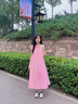 豬小耙（ZHUXIAOPA）多巴胺粉色暈染吊帶連衣裙女夏季顯瘦氣質(zhì)大擺裙沙灘長(zhǎng)裙 粉色 S 曬單實(shí)拍圖