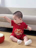 優(yōu)奇嬰兒衣服夏裝新生兒男寶寶連體衣滿月百天周歲禮服抓周宴哈衣夏季 紅色刺繡連體衣 80cm 曬單實拍圖