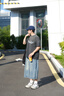 Wassup Sohot牛仔七分褲男夏季潮流短褲闊腿水洗牛仔褲男 淺藍(lán)色 XL 曬單實拍圖