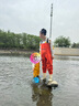 鉑吶苓女士下水褲趕海裝備大人半身涉水服防水雨褲帶雨鞋連體全身雨褲 下水褲女橘黃【38-39】 曬單實拍圖