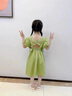 G.duck童裝女童連衣裙夏季兒童裙子中大童夏裝蝴蝶結公主裙女孩洋氣禮服 熒光綠綁帶款 140 尺碼9~10歲【130-140cm】 曬單實(shí)拍圖