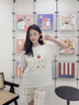 另約莫代爾夏季睡衣女短袖可外穿圓領卡通兔子甜美涼感大碼家居服套裝 A215 兔子 M 曬單實拍圖