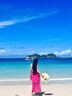 MISS YINER法式復古氛圍感超仙海邊度假性感抹胸掛脖吊帶套裝裙大擺飄逸長裙 玫紅色8168 S 曬單實拍圖