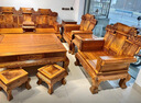 匠令金絲楠木實(shí)木沙發(fā)四川小葉楨楠新中式客廳家具組合大戶型九件套 金絲楠木雕龍沙發(fā) 曬單實(shí)拍圖
