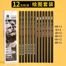 馬利（Marie's）素描鉛筆12支裝 美術(shù)專用繪畫軟中硬碳筆 學(xué)生初學(xué)者考試畫畫專用【HB/B/2B/4B/6B/8B各2支】 曬單實(shí)拍圖
