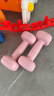 樂系小啞鈴女士家用鐵練手臂塑形直肩健身浸塑亞鈴 柔霧粉2kg*2只 曬單實拍圖
