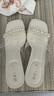 百麗（Belle）優(yōu)雅一字拖鞋女商場(chǎng)同款珍珠一字帶拖鞋D8E1DBT5 米白 37 (235mm) 曬單實(shí)拍圖