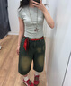 森馬（Semir）涼感T|森馬短袖T恤女短款刺繡修身休閑2025新款基礎(chǔ)圓領(lǐng)正肩夏裝 中花灰00510 XL 曬單實(shí)拍圖