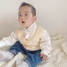 波步男寶寶秋裝馬甲嬰兒針織小背心男童春秋外穿開衫兒童馬夾坎肩外套 【杏色】9069 80 曬單實拍圖