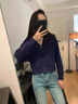 芭芙達妮開衫外套女款2025新款春秋冬小個子藏青色加厚短款厚連帽衛(wèi)衣 藏青 M :【100-115斤】 曬單實拍圖